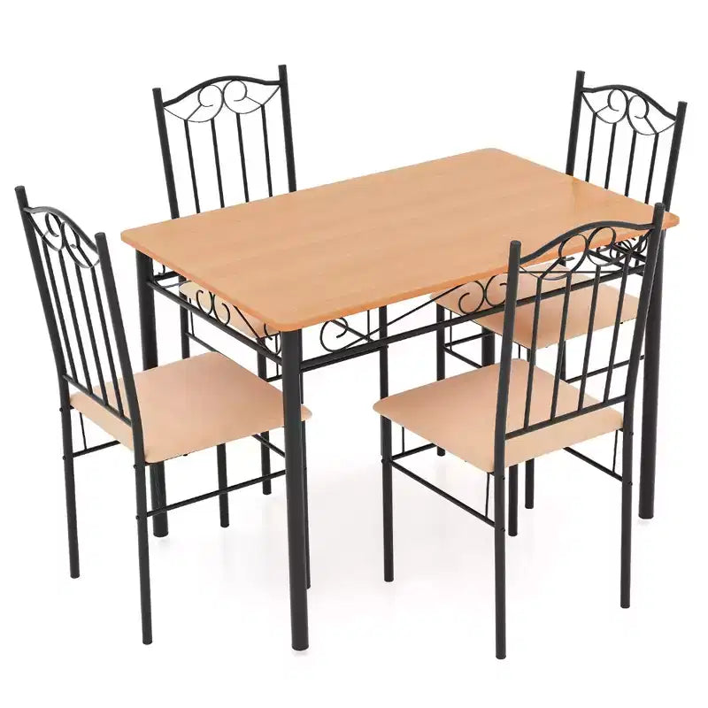 Ensemble de salle à manger Costway 5 pièces, table de 30 po en bois et métal avec 4 chaises rembourrées pour cuisine ou coin-repas