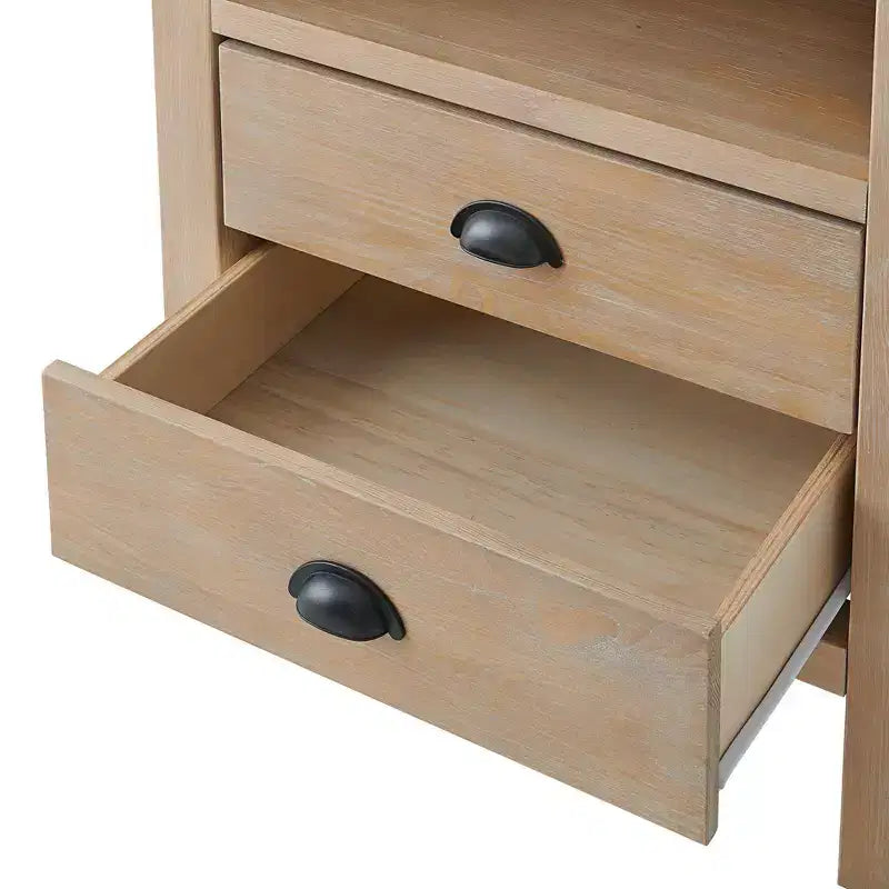 Ensemble de chambre à coucher 4 pièces Arden Wood avec table de chevet à 2 tiroirs Driftwood clair - Alaterre Furniture
