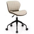 Costway Mid Back Home Office Chair Adjustable Swivel Linen & PU Leather Task Chair