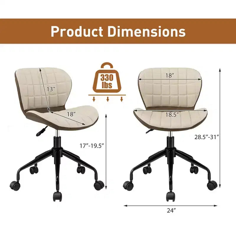 Fauteuil de bureau mi-dossier, pivotant, réglable, en lin et similicuir PU