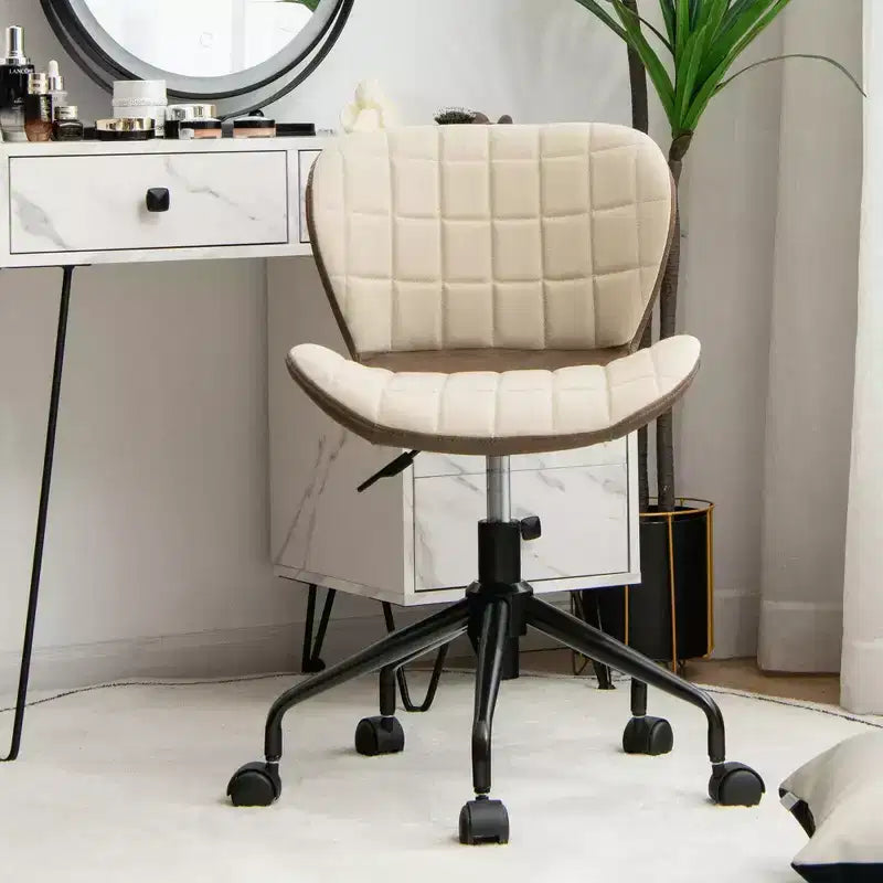 Fauteuil de bureau mi-dossier, pivotant, réglable, en lin et similicuir PU