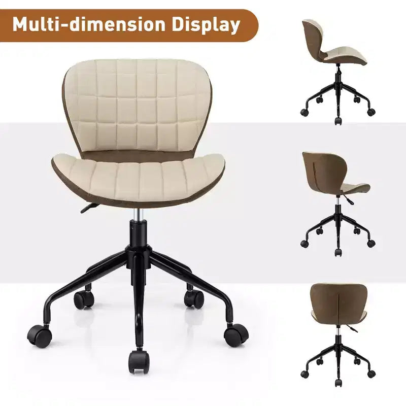 Fauteuil de bureau mi-dossier, pivotant, réglable, en lin et similicuir PU