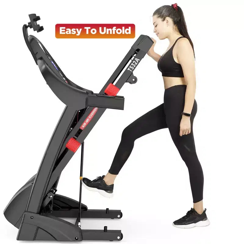 Déstockage Tapis de Course : Tapis de Course Électrique Portable avec Poignées, Inclinaison Automatique 20%, Moteur 4.5 CV, Application Bluetooth pour Maison/Bureau, Machine de Marche et Course
