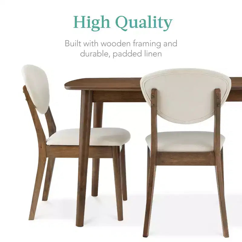Ensemble de salle à manger moderne compact 5 pièces en bois de style milieu du siècle Best Choice Products avec 4 chaises, siège et dossier rembourrés