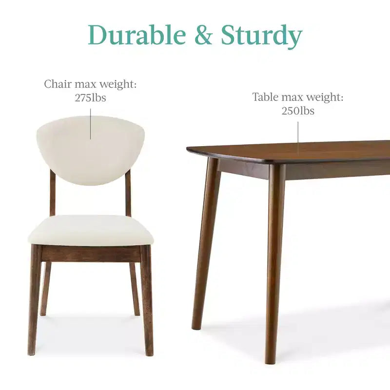 Ensemble de salle à manger moderne compact 5 pièces en bois de style milieu du siècle Best Choice Products avec 4 chaises, siège et dossier rembourrés