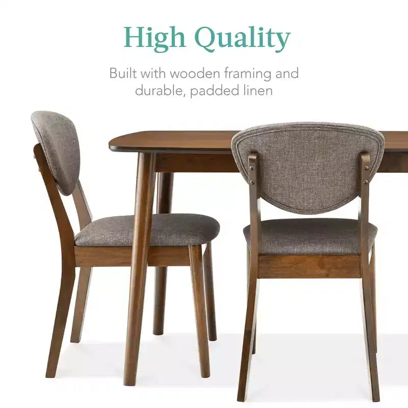 Ensemble de salle à manger moderne compact 5 pièces en bois de style milieu du siècle Best Choice Products avec 4 chaises, siège et dossier rembourrés