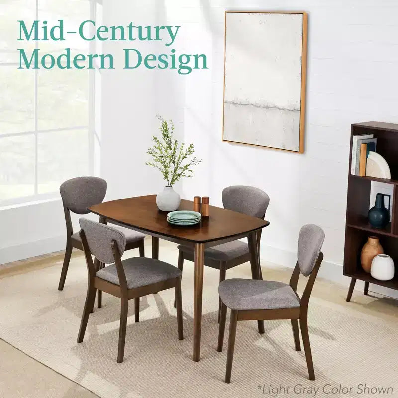 Ensemble de salle à manger moderne compact 5 pièces en bois de style milieu du siècle Best Choice Products avec 4 chaises, siège et dossier rembourrés
