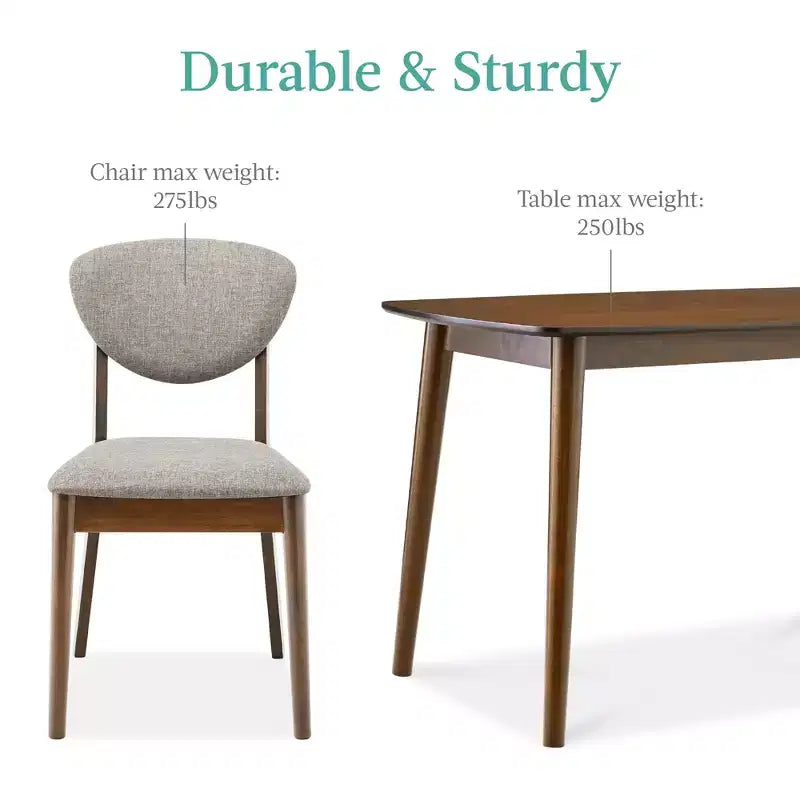 Ensemble de salle à manger moderne compact 5 pièces en bois de style milieu du siècle Best Choice Products avec 4 chaises, siège et dossier rembourrés