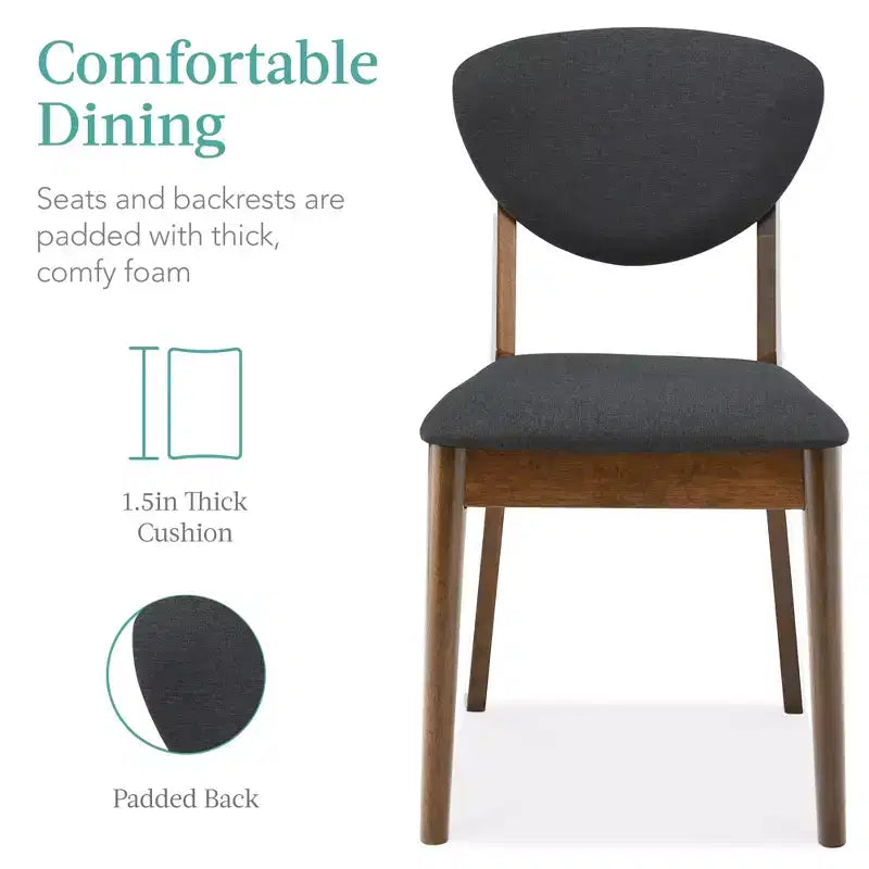 Ensemble de salle à manger moderne compact 5 pièces en bois de style milieu du siècle Best Choice Products avec 4 chaises, siège et dossier rembourrés