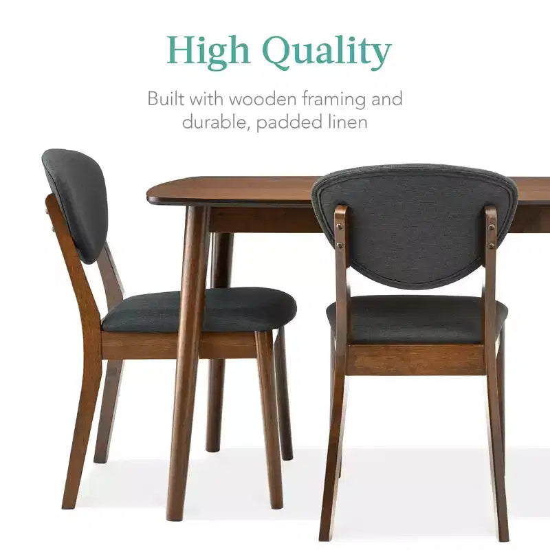 Ensemble de salle à manger moderne compact 5 pièces en bois de style milieu du siècle Best Choice Products avec 4 chaises, siège et dossier rembourrés