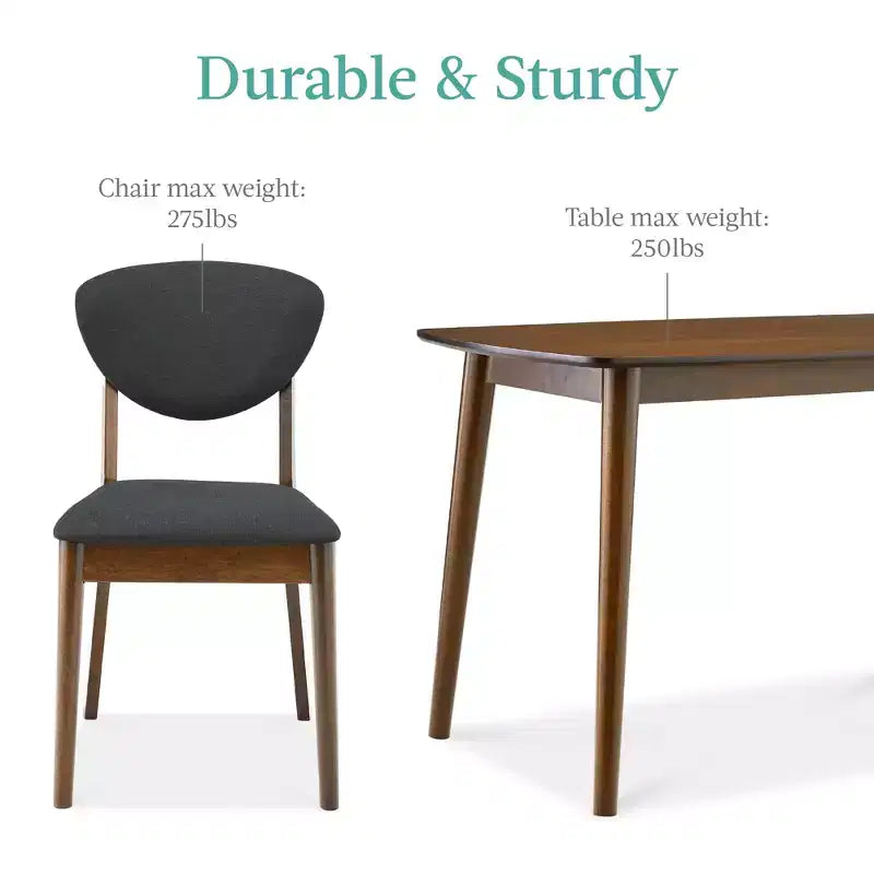 Ensemble de salle à manger moderne compact 5 pièces en bois de style milieu du siècle Best Choice Products avec 4 chaises, siège et dossier rembourrés