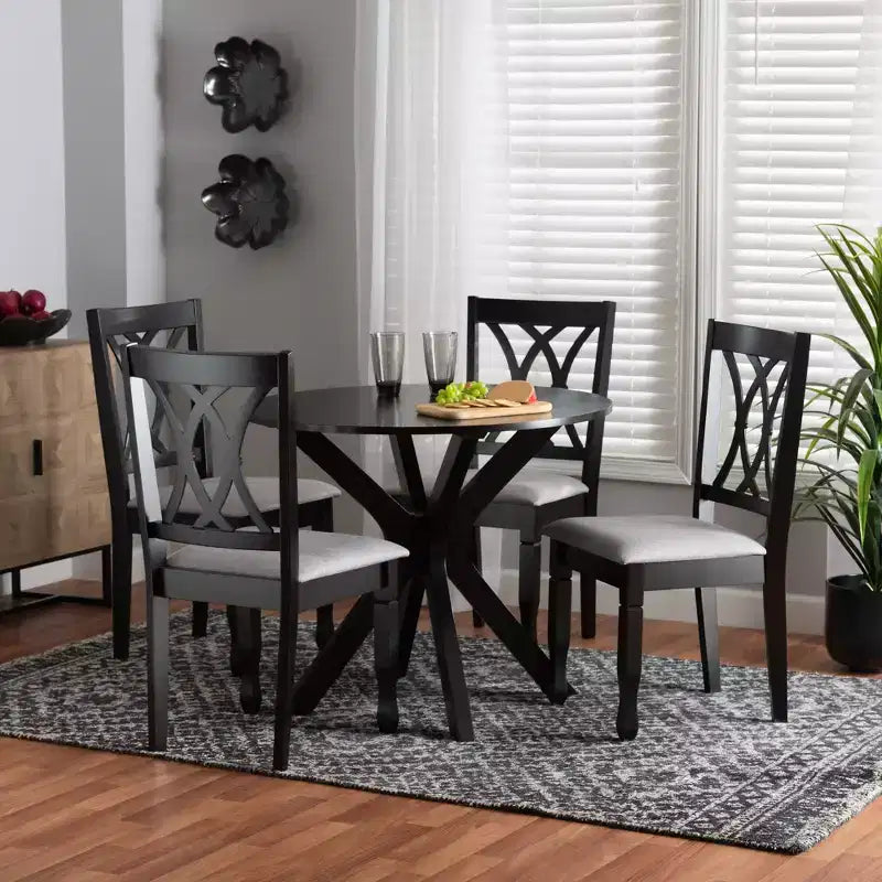 Baxton Studio Maya Modern Fabric and Wood Dining Set