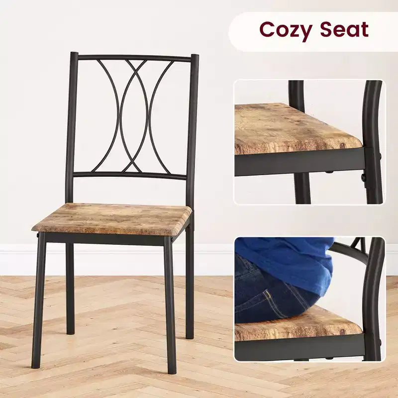 Garvee Ensemble table et 4 chaises de salle à manger, Table de salle à manger rectangulaire avec 4 chaises pour petits espaces, Table de cuisine 5 pièces, Appartement, Marron Rétro