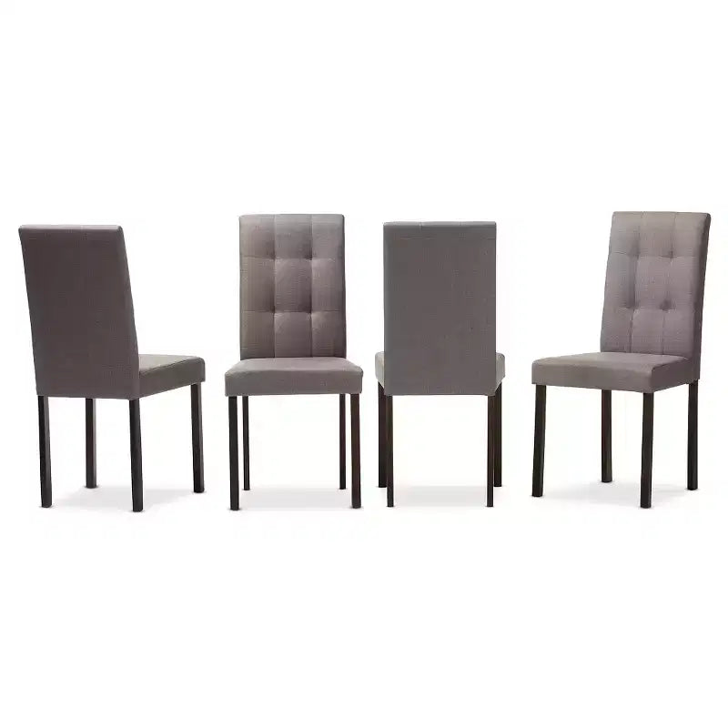 Ensemble de salle à manger 5 pièces Baxton Studio, tissu moderne et contemporain avec capitonnage à carreaux