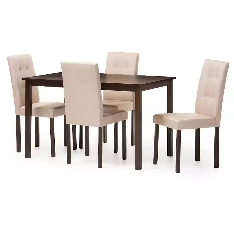 5pc Andrew Modern and Contemporary Fabric Upholstered Grid Tufting Dining Set - Baxton Studio