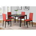 Citico 5-Piece Metal Dinette Set with Laminated Faux Marble Top, Red