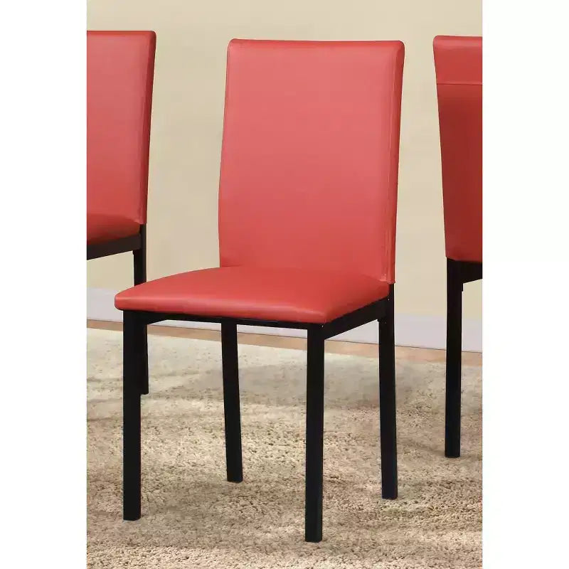 Ensemble de salle à manger 5 pièces en métal Citico avec plateau en faux marbre stratifié, rouge