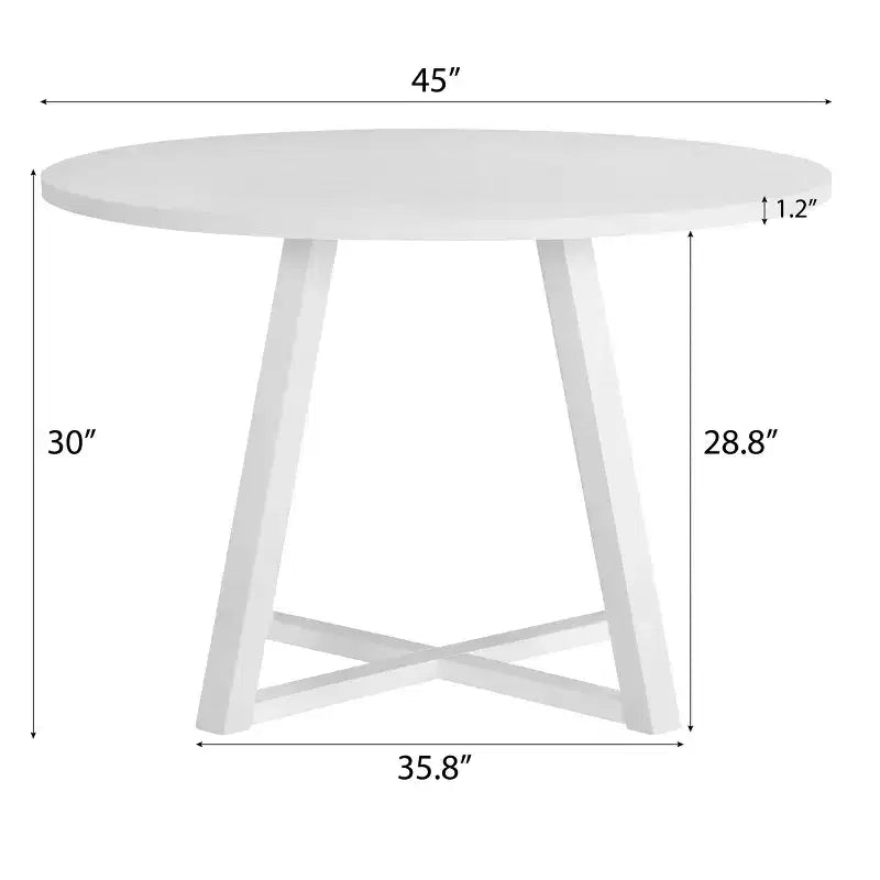 Ensemble de salle à manger 5 pièces en bois Edo de Roundhill Furniture, table de salle à manger à tréteaux avec 4 chaises Windsor, blanc