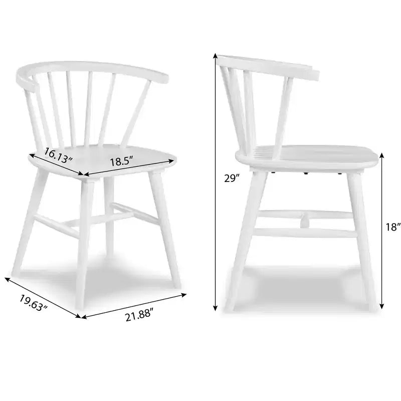 Ensemble de salle à manger 5 pièces en bois Edo de Roundhill Furniture, table de salle à manger à tréteaux avec 4 chaises Windsor, blanc