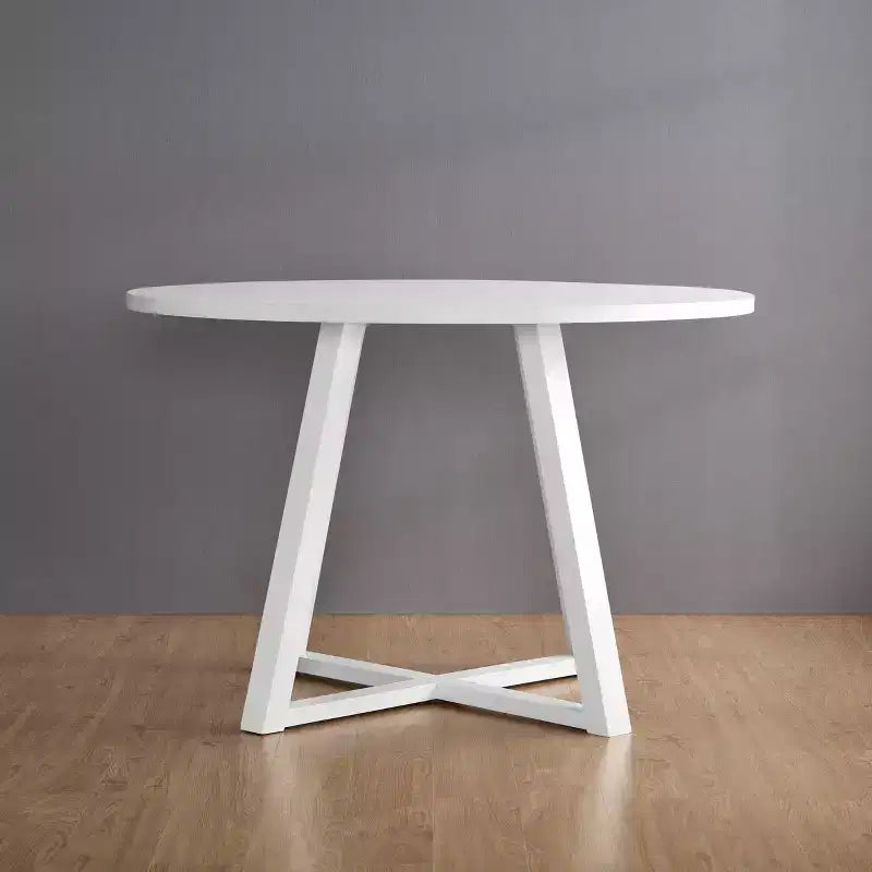 Ensemble de salle à manger 5 pièces en bois Edo de Roundhill Furniture, table de salle à manger à tréteaux avec 4 chaises Windsor, blanc
