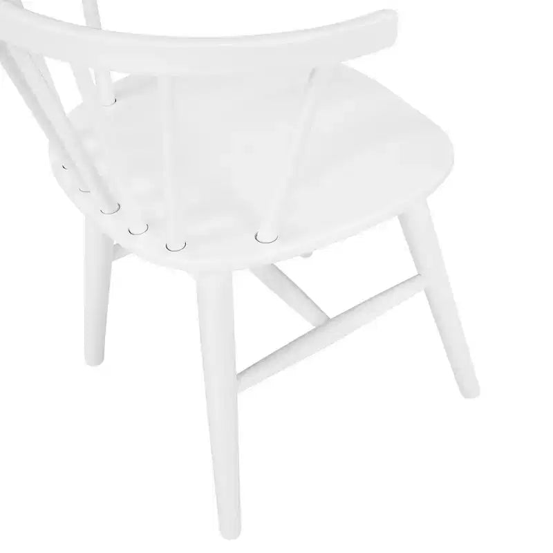Ensemble de salle à manger 5 pièces en bois Edo de Roundhill Furniture, table de salle à manger à tréteaux avec 4 chaises Windsor, blanc