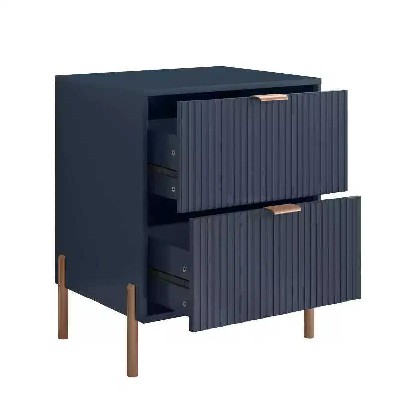 Ensemble Festivo 3 pièces : 2 tables de chevet modernes élégantes à 2 tiroirs et 1 commode à 6 tiroirs