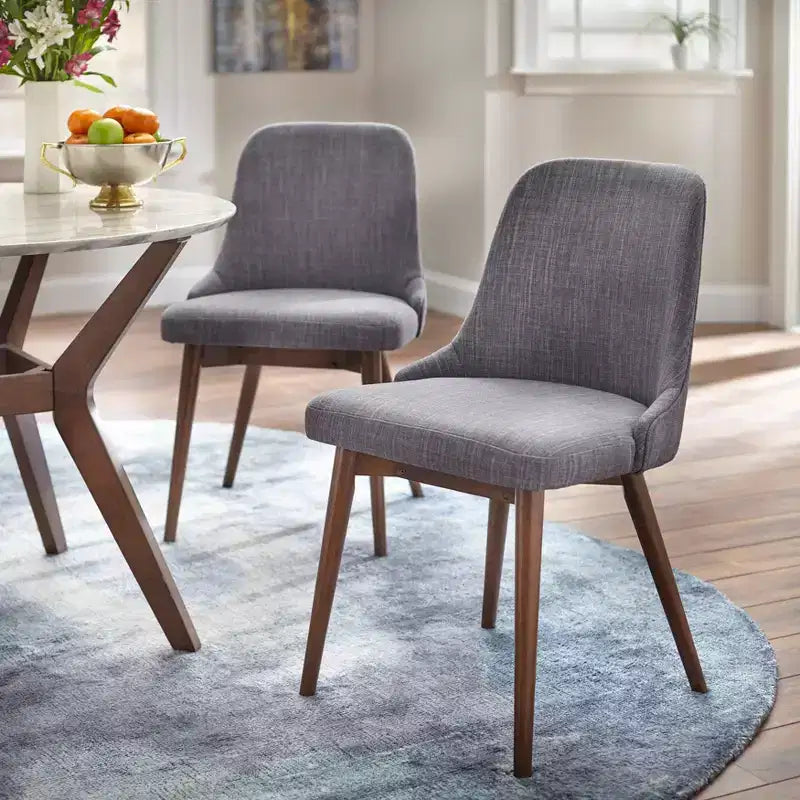 Ensemble de salle à manger 5 pièces Saville style moderne du milieu du siècle Buylateral, plateau rond en faux marbre, chaises, 4 places