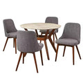 Ensemble de salle à manger 5 pièces Saville style moderne du milieu du siècle Buylateral, plateau rond en faux marbre, chaises, 4 places