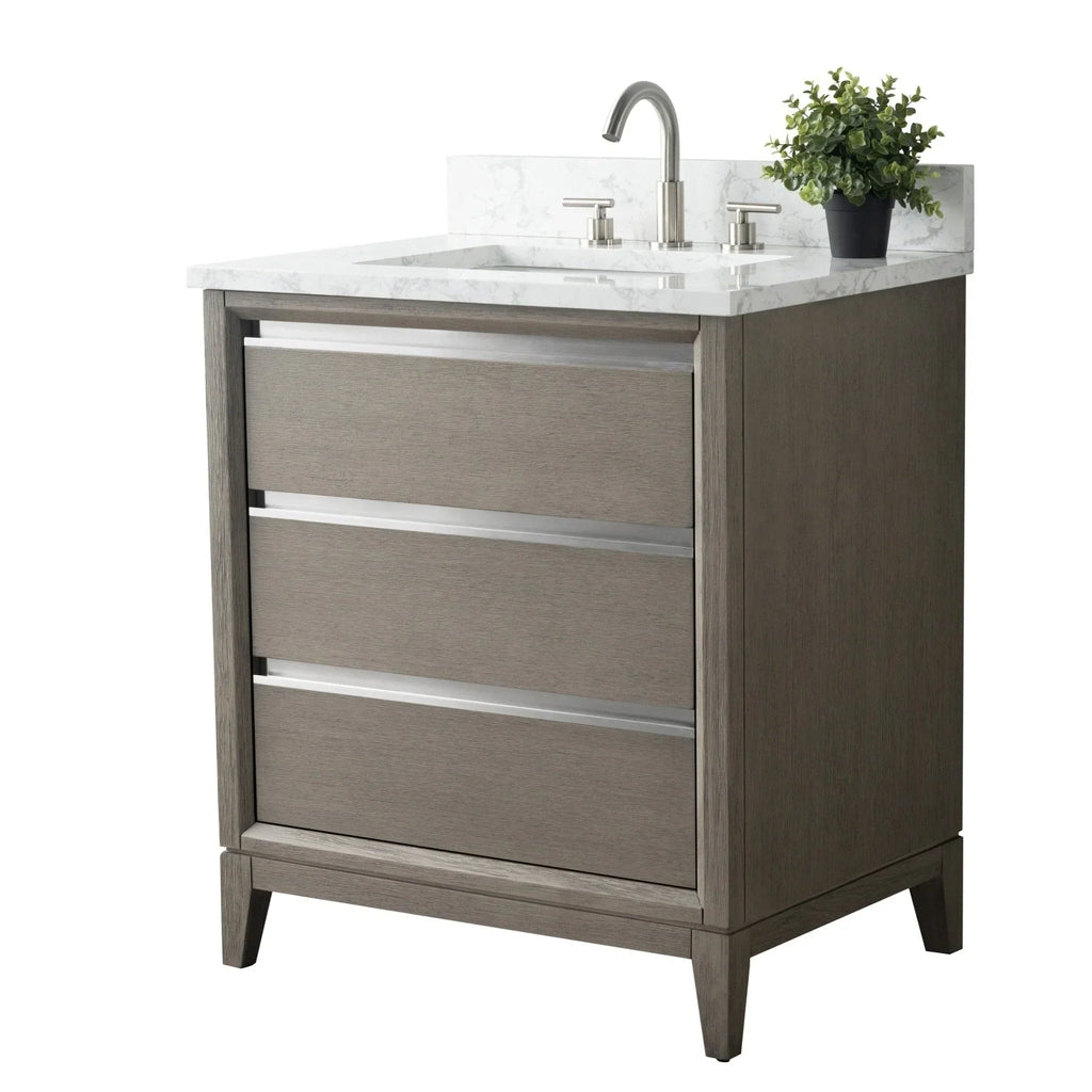 Meuble-lavabo Vanity Art avec évier en céramique et dessus en marbre reconstitué