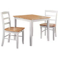 Ensemble de salle à manger 3 pièces avec table et 2 chaises à dossier échelle, blanc/naturel 鈥?International Concepts : bois massif, carrée, sans rallonge