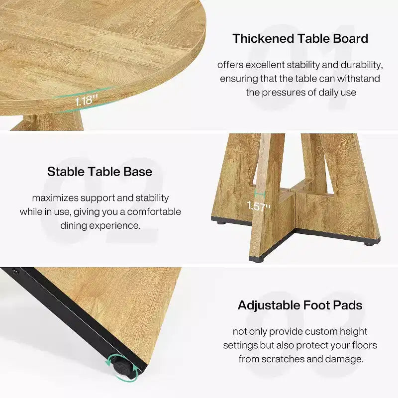 Table à manger ronde de 120 cm pour 4 personnes