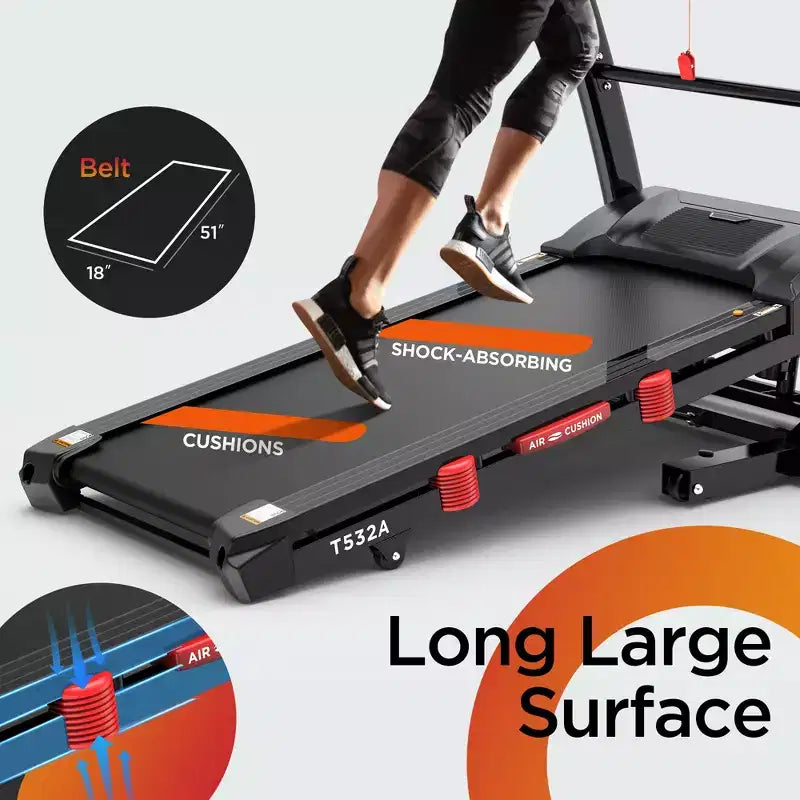 Déstockage Tapis de Course : Tapis de Course Électrique Portable avec Poignées, Inclinaison Automatique 20%, Moteur 4.5 CV, Application Bluetooth pour Maison/Bureau, Machine de Marche et Course