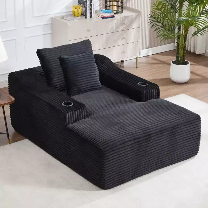 Chaise longue de 170 cm, canapé-lit intérieur avec 2 oreillers, canapé simple sans armature pour salon, aucun assemblage requis