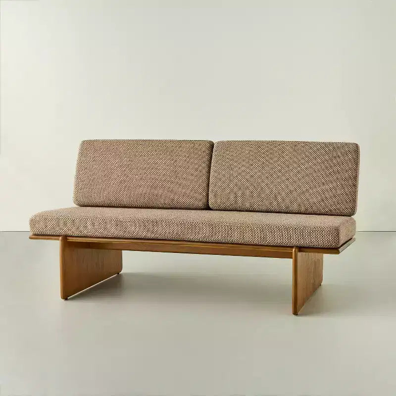 Banc rembourré Mid-Century Tissage Champignon avec dossier - Hearth & Hand鈩?avec Magnolia