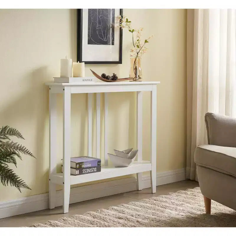 Console étroite avec étagères pour entrée, couloir ou salon