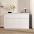 Commode à 6 tiroirs pour chambre à coucher, commode cannelée de 120 cm de large, commode en bois, meuble TV, organisateur de rangement pour vêtements pour chambre à coucher, couloir, entrée