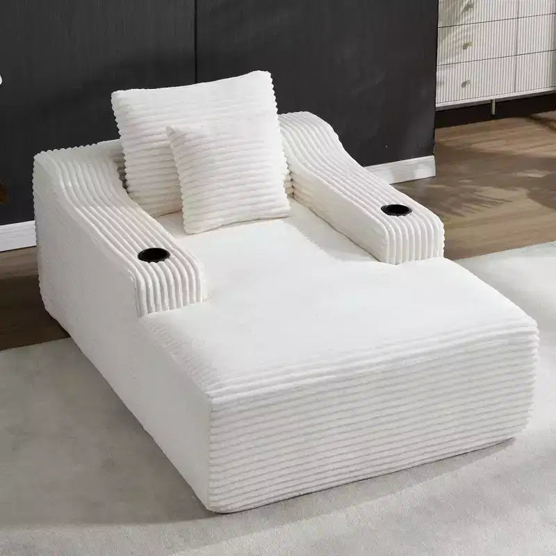 Chaise longue de 170 cm, canapé-lit intérieur avec 2 oreillers, canapé simple sans armature pour salon, aucun assemblage requis