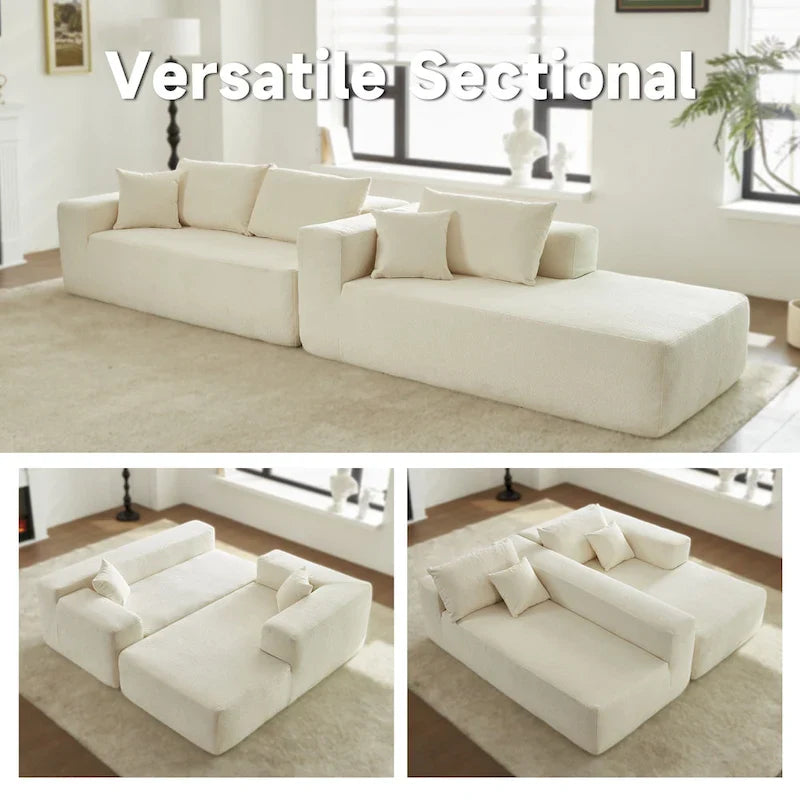 Canapé méridienne moderne rembourré avec coussins pour salon