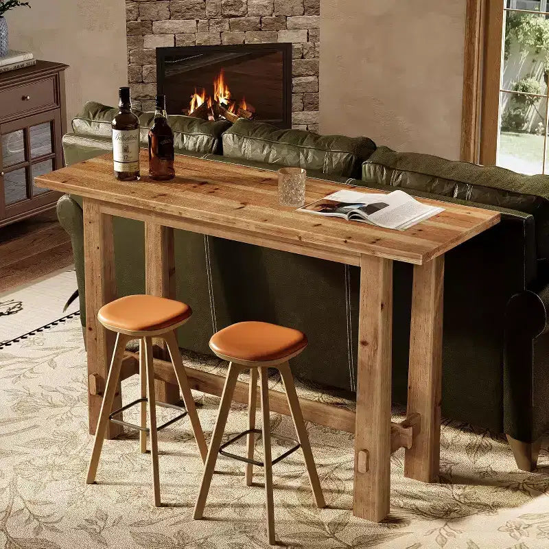Table de bar de 63 pouces en bois massif, hauteur bar, pour cuisine, café ou restaurant