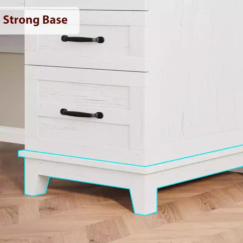 Bureau de travail style Ferme avec station de charge et classeur, 136 cm
