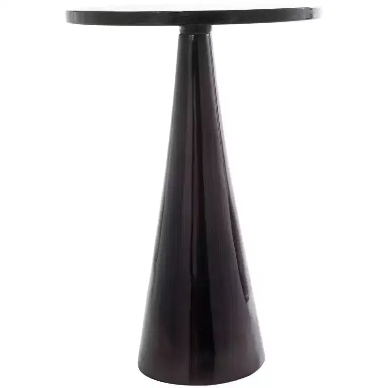 Table d'appoint cône géométrique en aluminium avec plateau en verre texturé 24 po
