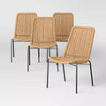 Lot de 4 chaises de salle à manger d'extérieur en osier marron sans accoudoirs - Threshold