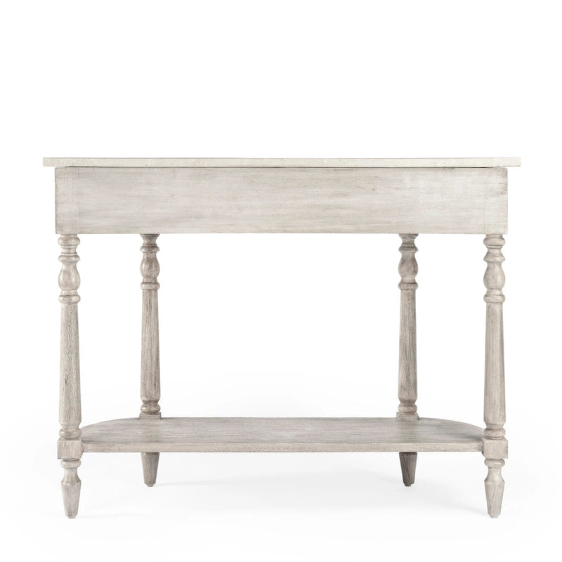 Table console avec plateau en marbre – Marron clair / gris / noir délavé, demi-lune, montage par une personne