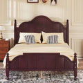 Cadre de lit plateforme Queen vintage - Pin massif, tête de lit en MDF, pas besoin de sommier