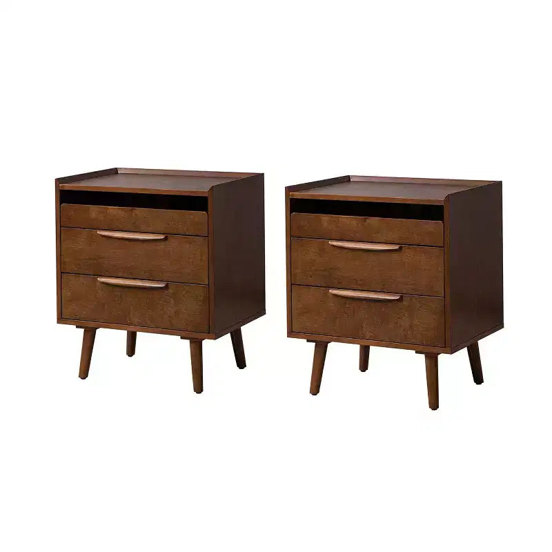 Lot de 2 tables d'appoint Janet à 3 tiroirs avec station de charge | KARAT HOME