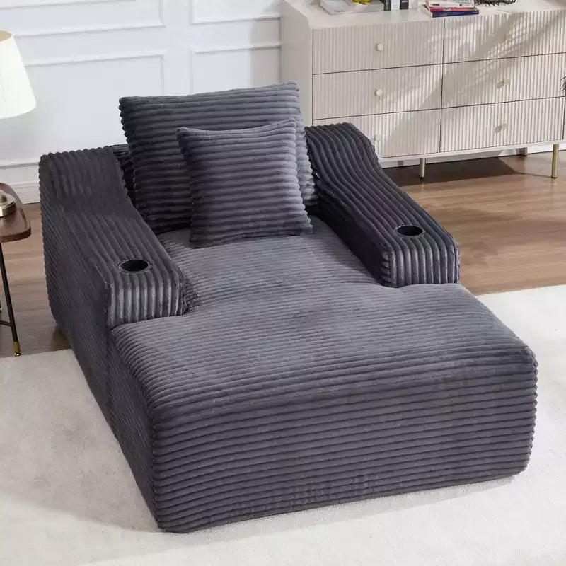 Chaise longue de 170 cm, canapé-lit intérieur avec 2 oreillers, canapé simple sans armature pour salon, aucun assemblage requis