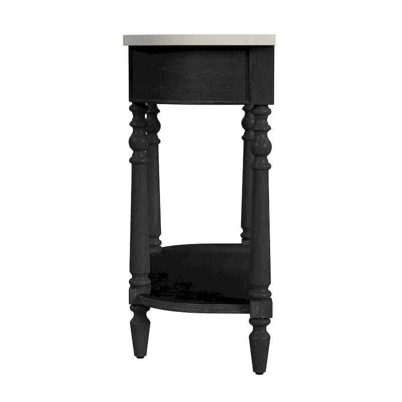 Table console avec plateau en marbre – Marron clair / gris / noir délavé, demi-lune, montage par une personne