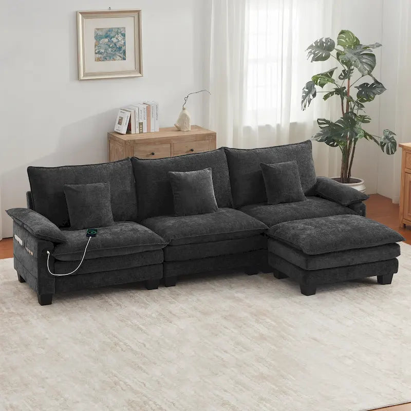 Canapé sectionnel modulaire - Canapé-lit sectionnel convertible avec méridienne pour appartement