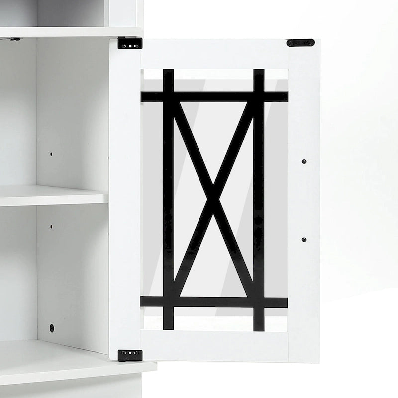 Meuble TV haut 2 portes avec lumières LED Moasis de 59 pouces pour téléviseurs jusqu'à 70 pouces
