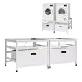 Socle de lave-linge et sèche-linge VEVOR, hauteur 57,4 cm, 73,6 x 73,6 cm, avec tiroir coulissant et espace de rangement, capacité de charge 362,9 kg, antidérapant, blanc